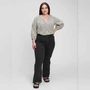 GAP High Rise Vintage Flare Jeans Black Wash Stretch Size 35/20 PETITE NWT RT$80